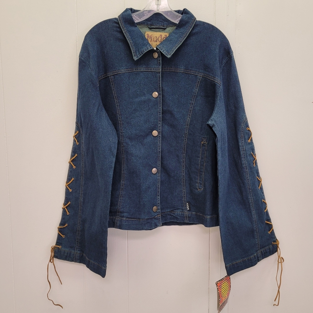 Mudd Jeans Vintage Deadstock Lace Up Flare Sleeve Denim Jacket